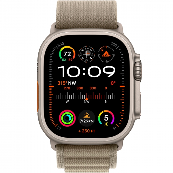 Apple Watch Ultra 2 GPS + Cellular 49mm Titanium Case with Olive Alpine Loop — Medium (MREY3/MRFJ3) - ТвойGadget
