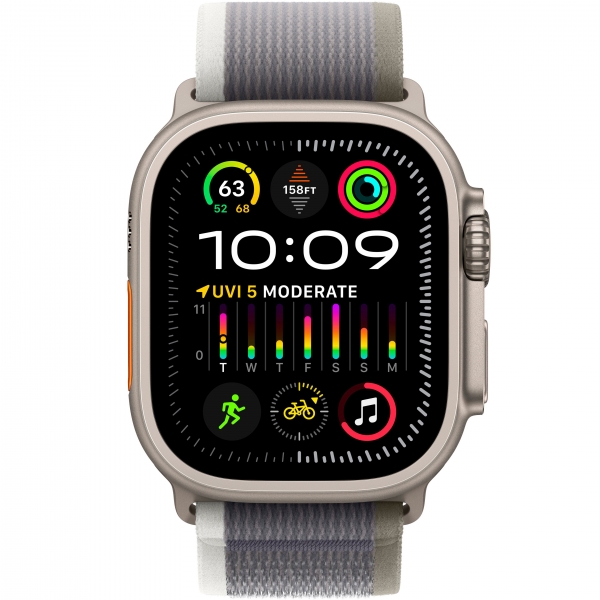 Apple Watch Ultra 2 GPS + Cellular 49mm Titanium Case with Green/Gray Trail Loop — M/L (MRF43) - ТвойGadget