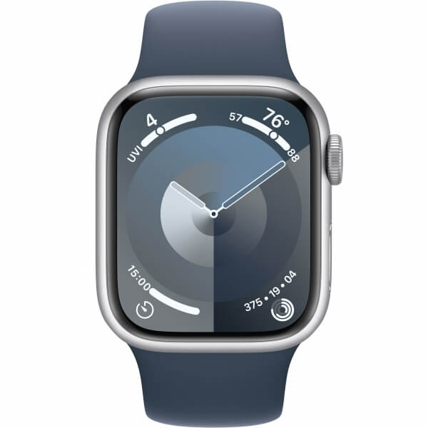 Apple Watch Series 9 GPS 41mm Silver Aluminum Case w. Storm Blue S. Band — S/M (MR903) [NEW NO BOX] - ТвойGadget