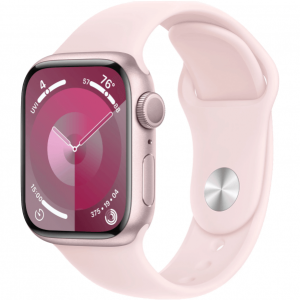 Apple Watch Series 9 GPS 41mm Pink Aluminum Case w. Light Pink S. Band - S/M (MR933) [NEW NO BOX] — изображение 1