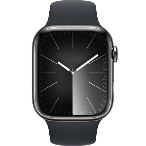 Apple Watch Series 9 GPS + Cellular 41mm Graphite S. Steel Case w. Midnight S. Band – M/L (MRJ93) - ТвойGadget