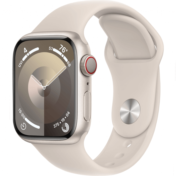 Apple Watch Series 9 GPS + Cellular 45mm Starlight Alu. Case w. Starlight Sport Band — M/L (MRM93) - ТвойGadget
