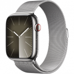 Apple Watch Series 9 GPS + Cellular 45mm Silver S. Steel Case w. Storm Blue S. Band – M/L (MRMP3) - ТвойGadget