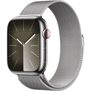Apple Watch Series 9 GPS + Cellular 45mm Silver S. Steel Case w. Silver Milanese Loop (MRMQ3) — изображение 1