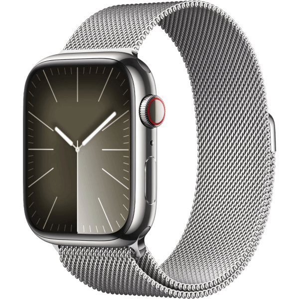Apple Watch Series 9 GPS + Cellular 45mm Silver S. Steel Case w. Silver Milanese Loop (MRMQ3) - ТвойGadget