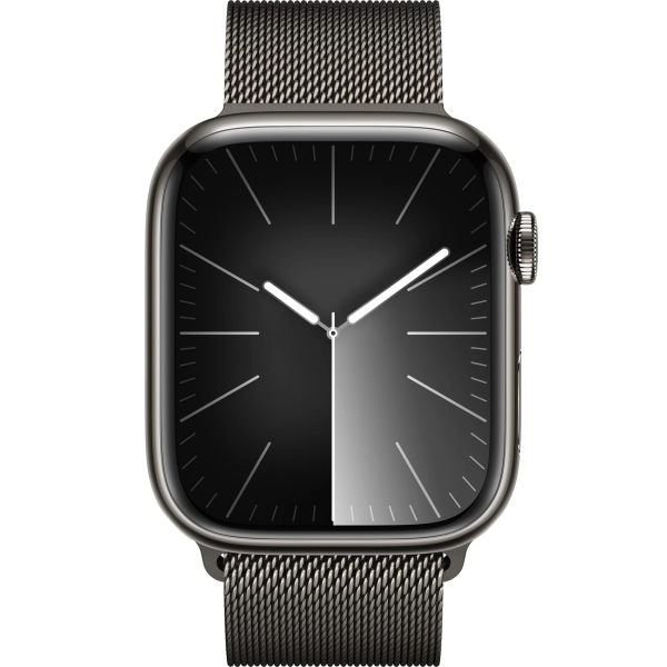 Apple Watch Series 9 GPS + Cellular 45mm Graphite S. Steel Case w. Graphite Milanese Loop (MRMX3) - ТвойGadget