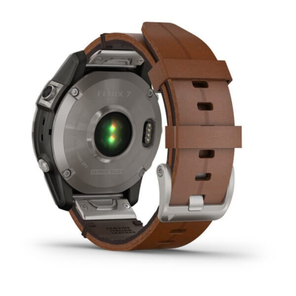 Смарт-часы Garmin Fenix 7 Sapphire Solar Titanium with Chestnut Leather Band (010-02540-31) - ТвойGadget