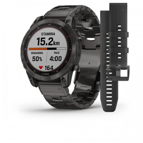 Смарт-часы Garmin Fenix 7 Sapphire Solar C. Grey DLC Titanium w. Carbon Grey DLC V. Titanium Band (010-02540-39) - ТвойGadget