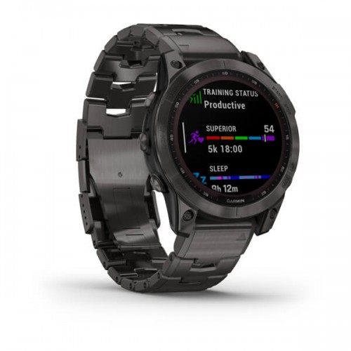 Смарт-часы Garmin Fenix 7 Sapphire Solar C. Grey DLC Titanium w. Carbon Grey DLC V. Titanium Band (010-02540-39) - ТвойGadget