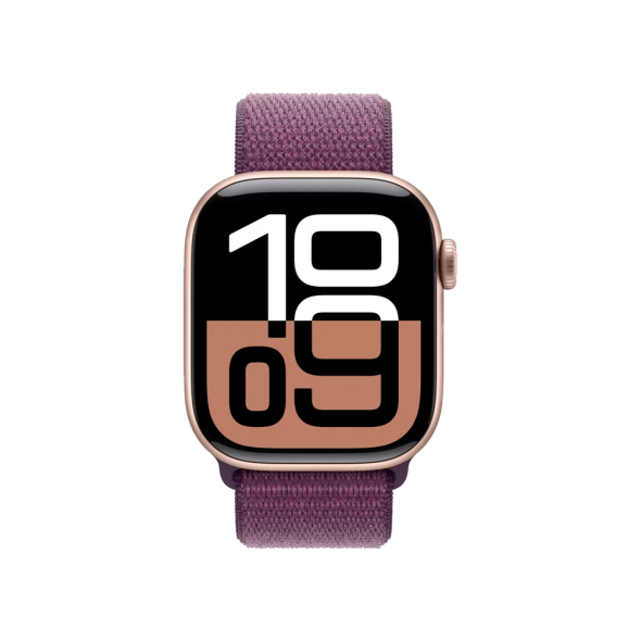 Apple Watch Series 10 GPS 42mm Rose Gold Aluminum Case w. Plum Sport Loop (MWWK3) - ТвойGadget
