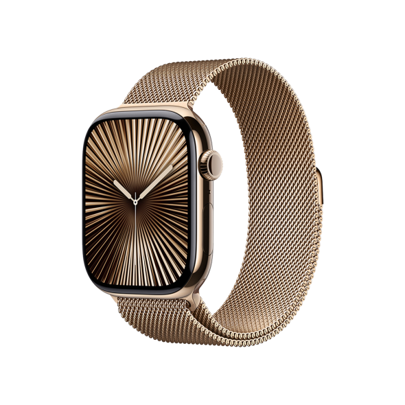 Apple Watch Series 10 GPS + Cellular 46mm Gold Titanium Case w. Gold Milanese Loop1 Apple Watch Series 10 GPS + Cellular 46mm Gold Titanium Case w. Gold Milanese Loop – M/L (MX003) - ТвойGadget