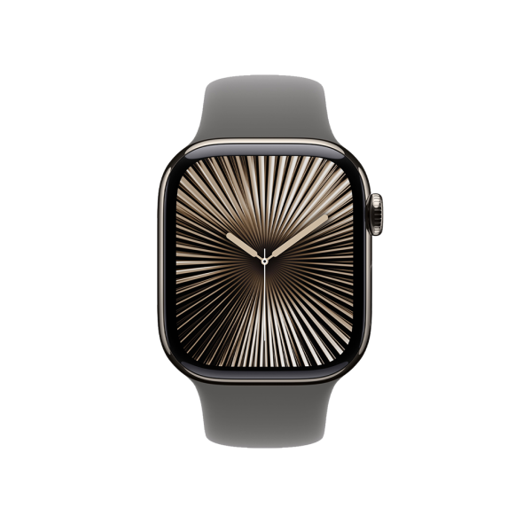 Apple Watch Series 10 GPS + Cellular 46mm Natural Titanium Case w. Stone Grey Sport Band – S/M (MWY93) - ТвойGadget