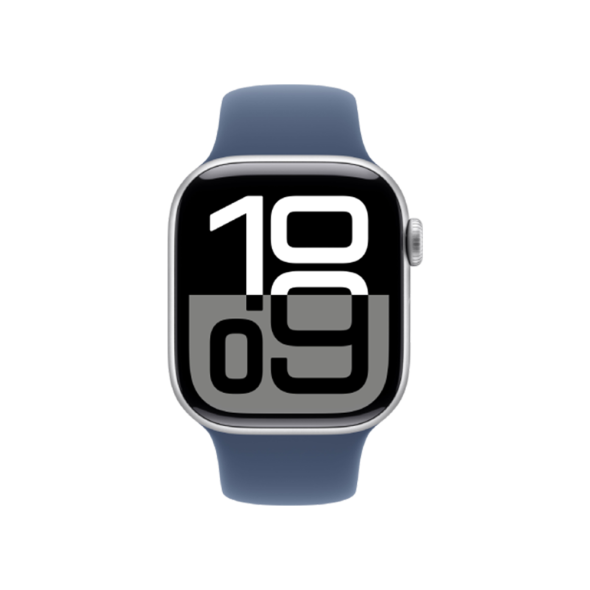Apple Watch Series 10 GPS + Cellular 46mm Silver Alu. Case w. Denim Sport Band – M/L (MWY13) - ТвойGadget