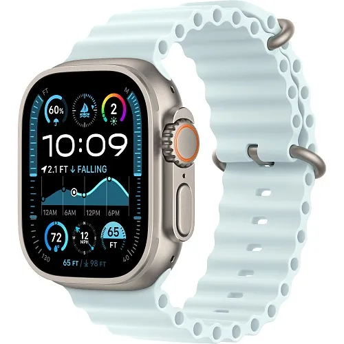 Apple Watch Ultra 2 GPS + Cellular 49mm Natural Titanium Case w. Ice Blue Ocean Band (MYT03+MXTF3) - ТвойGadget