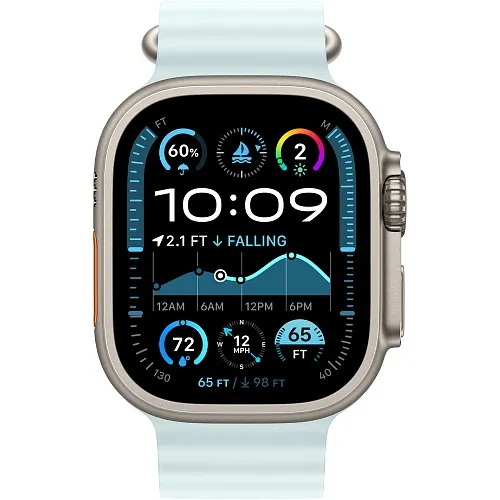 Apple Watch Ultra 2 GPS + Cellular 49mm Natural Titanium Case w. Ice Blue Ocean Band (MYT03+MXTF3) - ТвойGadget