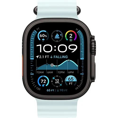 Apple Watch Ultra 2 GPS + Cellular 49mm Black Titanium Case w. Ice Blue Ocean Band (MYTC3+MYP83) [NEW NO BOX] - ТвойGadget