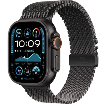 Apple Watch Ultra 2 GPS + Cellular 49mm Black Titan. Case w. Black Titanium Milanese Loop — Large (MYTC3) [NEW NO BOX] - ТвойGadget