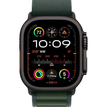 Apple Watch Ultra 2 GPS + Cellular 49mm Black Titan. Case w. Dark Green Alpine Loop — Large (MX4T3) [NEW NO BOX] - ТвойGadget