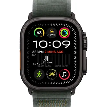 Apple Watch Ultra 2 GPS + Cellular 49mm Black Titan. Case w. Green Trail Loop — M/L (MYTJ3+MYQ43) [NEW NO BOX] - ТвойGadget