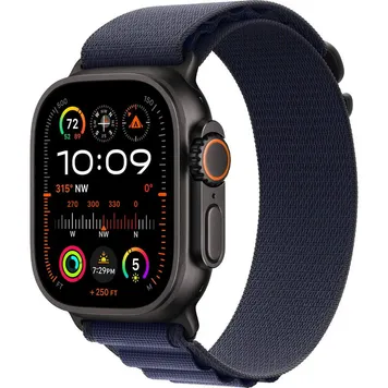 Apple Watch Ultra 2 GPS + Cellular 49mm Black Titan. Case w. Navy Alpine Loop — Small (MYTF3+MYPW3) [NEW NO BOX] - ТвойGadget