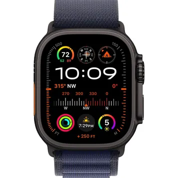 Apple Watch Ultra 2 GPS + Cellular 49mm Black Titan. Case w. Navy Alpine Loop — Small (MYTF3+MYPW3) [NEW NO BOX] - ТвойGadget