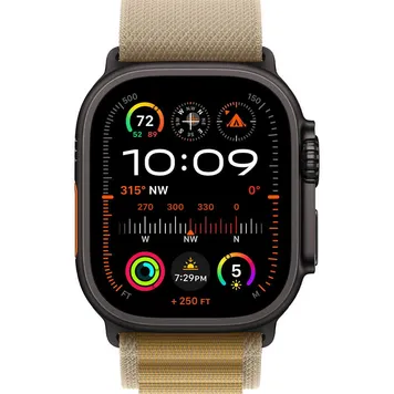 Apple Watch Ultra 2 GPS + Cellular 49mm Black Titan. Case w. Tan Alpine Loop — Medium (MYTF3+MYQ13) [NEW NO BOX] - ТвойGadget