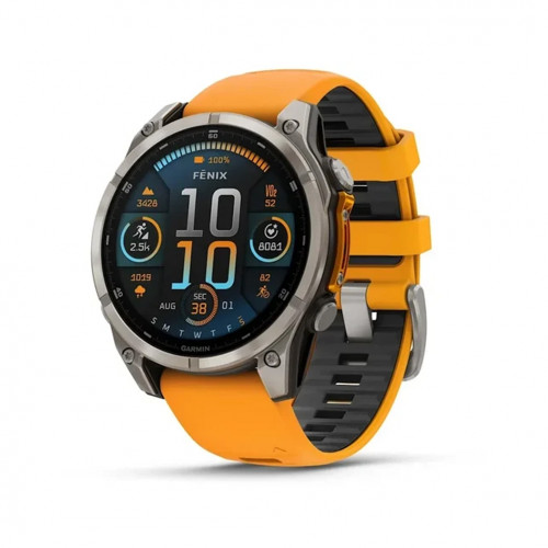 Garmin Fenix 8 51mm AMOLED Sapphire Titanium1 Спортивные часы Garmin Fenix 8 51mm AMOLED Sapphire Titanium w. Spark Orange/Graphite Silicone Band (010-02905-10/11/53) - ТвойGadget