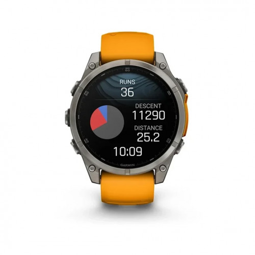 Спортивные часы Garmin Fenix 8 51mm AMOLED Sapphire Titanium w. Spark Orange/Graphite Silicone Band (010-02905-10/11/53) - ТвойGadget