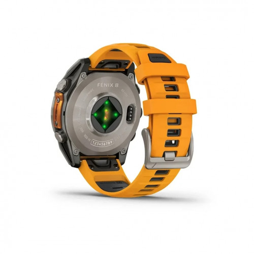 Спортивные часы Garmin Fenix 8 51mm AMOLED Sapphire Titanium w. Spark Orange/Graphite Silicone Band (010-02905-10/11/53) - ТвойGadget