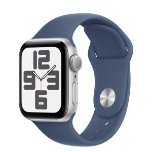 Apple Watch SE 2 GPS 40mm Silver Aluminium Case w. Denim Sport Band - S/M (MXEC3/MXFV3/MXGF3)