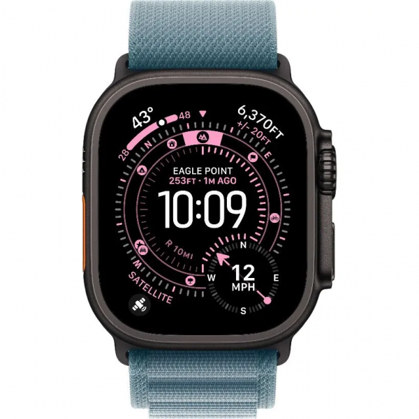 Apple Watch Ultra 3 GPS + Cellular 49mm Black Tit. Case w. Light Blue Alpine Loop – Small (MF254+MG9K4) - ТвойGadget