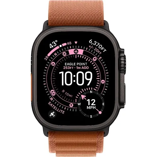 Apple Watch Ultra 3 GPS + Cellular 49mm Black Tit. Case w. Terra Cotta Alpine Loop – Small (MF254+MG9D4) - ТвойGadget