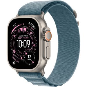 Apple Watch Ultra 3 GPS + Cellular 49mm Natural Tit. Case w. Light Blue Alpine Loop - Large (MEWP4)
