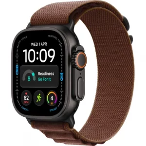 Apple Watch Ultra 4 Black Titanium Case with Burgundy Alpine Loop - Small (MJC04)