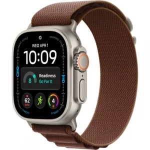 Apple Watch Ultra 4 Natural Titanium Case with Burgundy Alpine Loop - Medium (MJCR4+MK7E4)