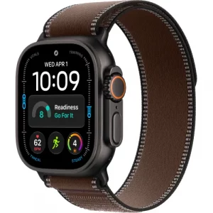 Apple Watch Ultra 4 Black Titanium Case with Dark Umber Trail Loop - M/L (MJCT4+MKAE4)