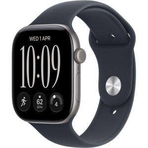 Apple Watch Series 12 GPS 42mm Space Gray Aluminum Case with Navy Blue Sport Band M/L (MJE94)