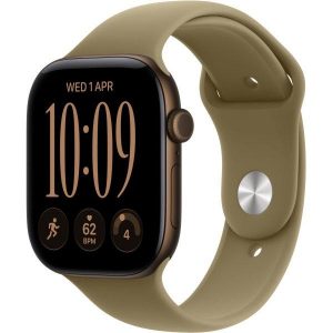 Apple Watch Series 12 GPS + Cellular 42mm Dark Bronze Aluminum Case with Olive Sport Band M/L (MJG54)