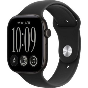 Apple Watch Series 12 GPS 46mm Black Aluminum Case with Black Sport Band M/L (MJEL4)